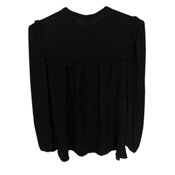 Max Studio | Black Button Smocked Blouse | Sheer Black | Women’s Size Medium - Picture 2 of 5